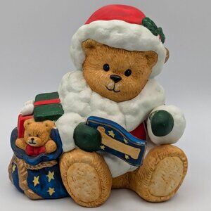 Enesco Chapeau Noelle Santa Bear with Toy Sack 1994